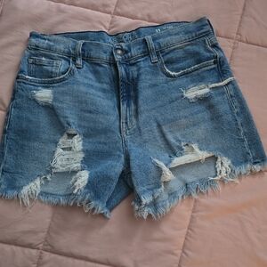 Women's Distressed Blue Denim Shorts